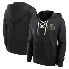 New Orleans Saints Women's Blitz Left Lace-Up Pullover Hoodie Black - Fanatics