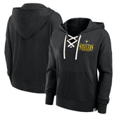 Pittsburgh Steelers Women's Blitz Left Lace-Up Pullover Hoodie Black - Fanatics