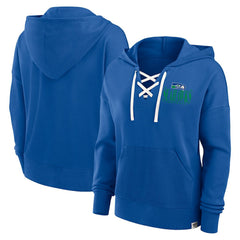 Seattle Seahawks Women's Blitz Left Lace-Up Pullover Hoodie Royal - Fanatics