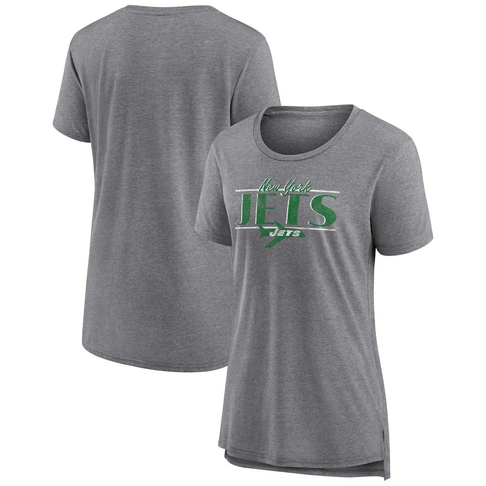 New York Jets Women's Up the Middle Tri-Blend T-Shirt Heather Gray - Fanatics