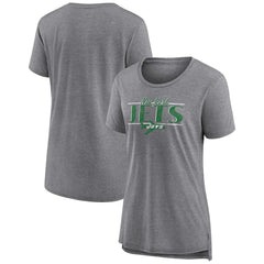 New York Jets Women's Up the Middle Tri-Blend T-Shirt Heather Gray - Fanatics