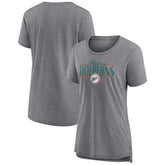 Miami Dolphins Women's Up the Middle Tri-Blend T-Shirt Heather Gray - Fanatics