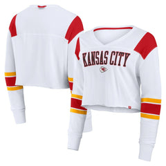 Kansas City Chiefs Women's Stretch Cropped Fashion Long Sleeve T-Shirt White - Fanatics