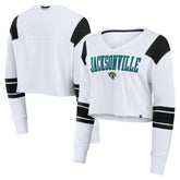 Jacksonville Jaguars Women's Stretch Cropped Fashion Long Sleeve T-Shirt White - Fanatics