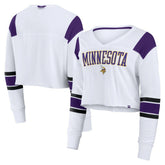 Minnesota Vikings Women's Stretch Cropped Fashion Long Sleeve T-Shirt White - Fanatics