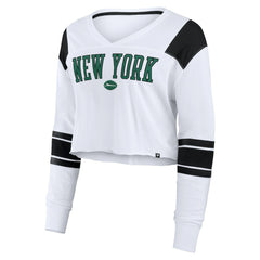 New York Jets Women's Stretch Cropped Fashion Long Sleeve T-Shirt White - Fanatics