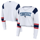Tennessee Titans Women's Stretch Cropped Fashion Long Sleeve T-Shirt White - Fanatics