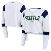 Seattle Seahawks Women's Stretch Cropped Fashion Long Sleeve T-Shirt White - Fanatics