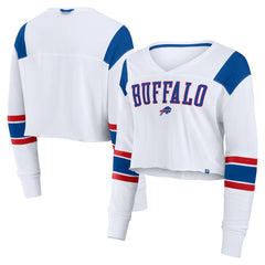 Buffalo Bills Women's Stretch Cropped Fashion Long Sleeve T-Shirt White - Fanatics