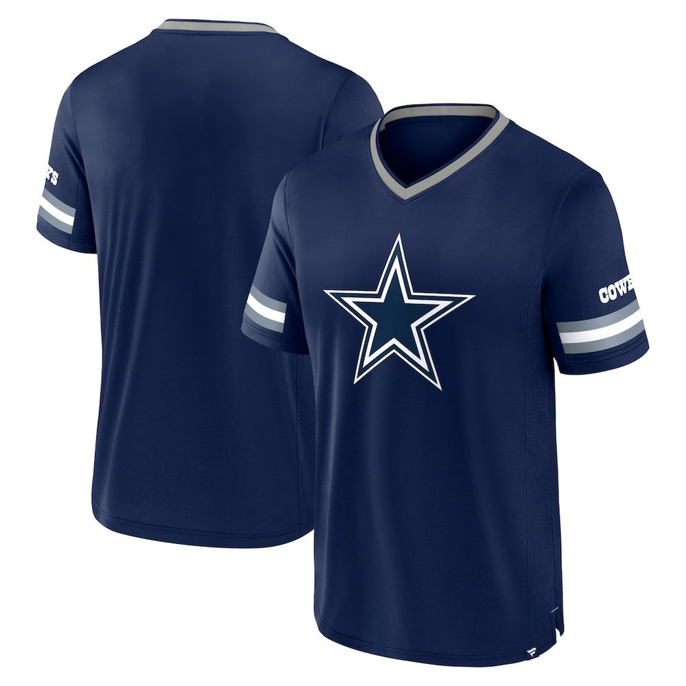 Dallas Cowboys Stripe Stacking V-Neck T-Shirt Navy - Fanatics