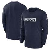 Dallas Cowboys 2024/25 Sideline Player Tri-Blend Performance Long Sleeve T-Shirt Navy - Nike