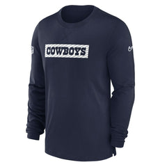 Dallas Cowboys 2024/25 Sideline Player Tri-Blend Performance Long Sleeve T-Shirt Navy - Nike