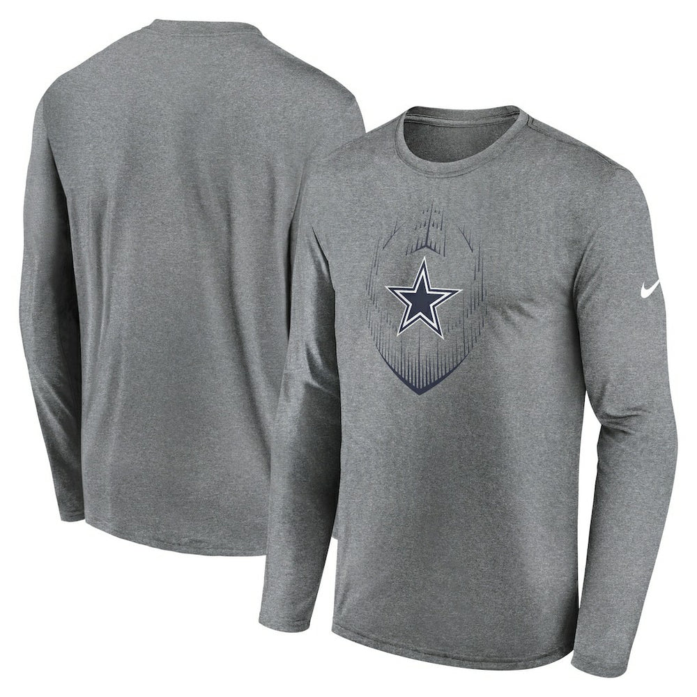 Dallas Cowboys Icon Legend Performance Long Sleeve T-Shirt Heather Gray - Nike