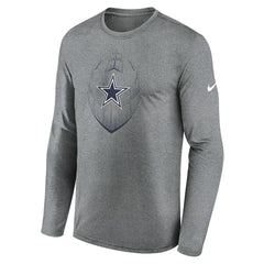 Dallas Cowboys Icon Legend Performance Long Sleeve T-Shirt Heather Gray - Nike