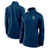 Seattle Kraken Fanatics Women's Authentic Pro Rink Lightweight Quarter-Zip Pullover Sweatshirt Deep Sea Blue