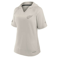 Detroit Red Wings - Fanatics Women's Authentic Pro Road Short Sleeve V-Neck Pullover Hoodie Cream