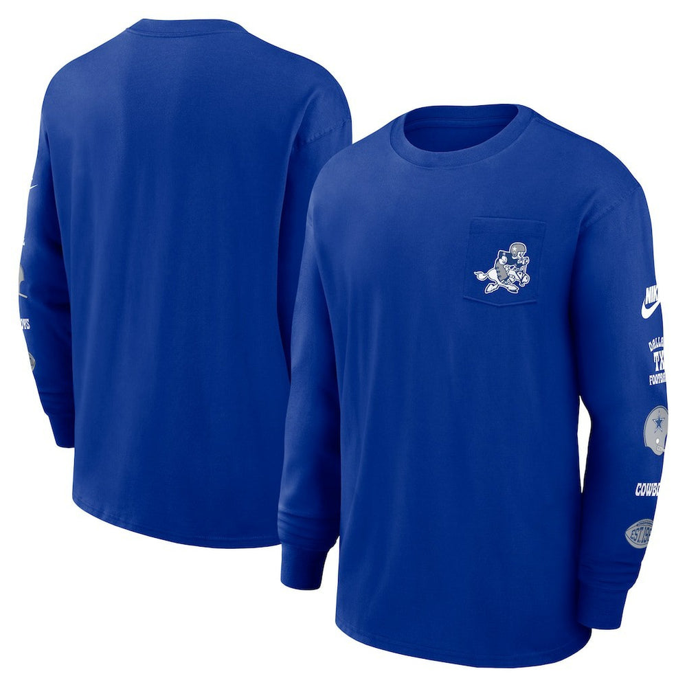Dallas Cowboys Rewind Heavy Max90 Pocket Long Sleeve T-Shirt Royal - Nike