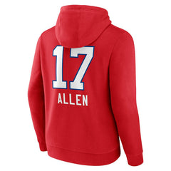 Josh Allen Buffalo Bills Team Wordmark Player Name & Number Pullover Hoodie Red - NFL