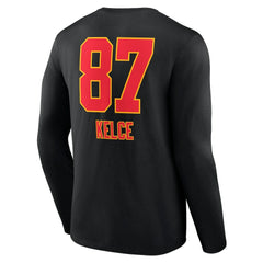 Travis Kelce Kansas City Chiefs Team Wordmark Player Name & Number Long Sleeve T-Shirt Black - NFL