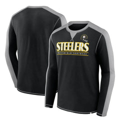 Pittsburgh Steelers Behind the Line Long Sleeve T-Shirt Black/Gray - Fanatics