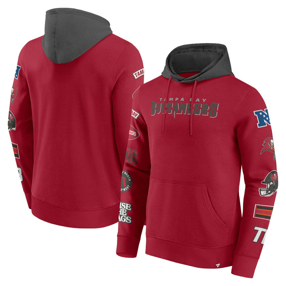 Tampa Bay Buccaneers Patched Out Pullover Hoodie Red/Pewter - Fanatics