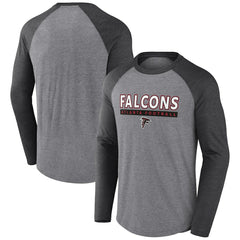 Atlanta Falcons Tri-Blend Raglan Long Sleeve T-Shirt Heather Gray/Charcoal - Fanatics