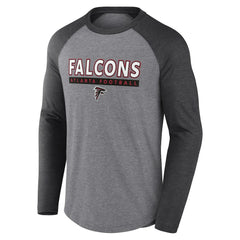 Atlanta Falcons Tri-Blend Raglan Long Sleeve T-Shirt Heather Gray/Charcoal - Fanatics