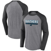 Carolina Panthers Tri-Blend Raglan Long Sleeve T-Shirt Heather Gray/Charcoal - Fanatics