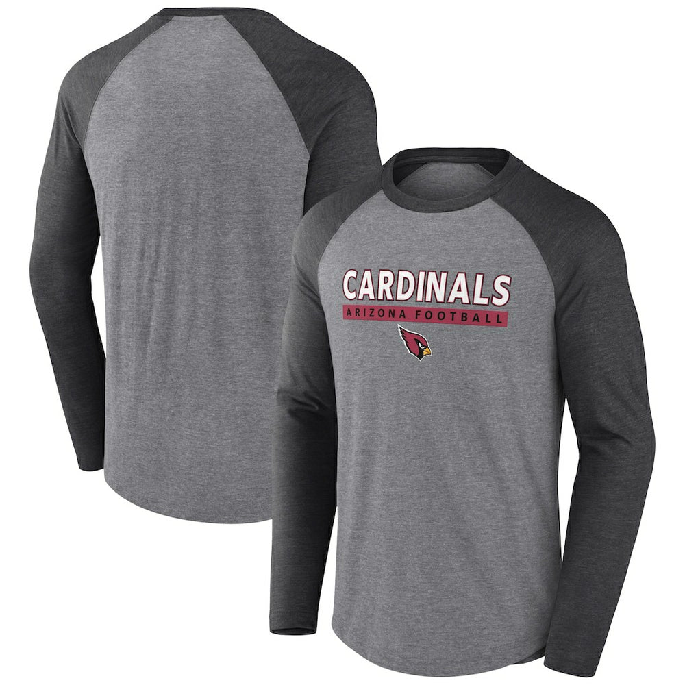 Arizona Cardinals Tri-Blend Raglan Long Sleeve T-Shirt Heather Gray/Charcoal - Fanatics