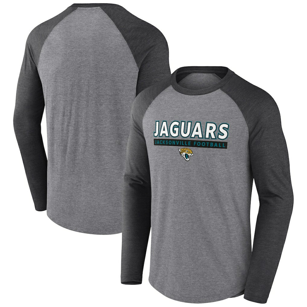 Jacksonville Jaguars Tri-Blend Raglan Long Sleeve T-Shirt Heather Gray/Charcoal - Fanatics