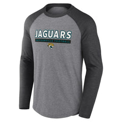 Jacksonville Jaguars Tri-Blend Raglan Long Sleeve T-Shirt Heather Gray/Charcoal - Fanatics