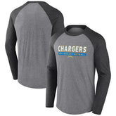 Los Angeles Chargers Tri-Blend Raglan Long Sleeve T-Shirt Heather Gray/Charcoal - Fanatics
