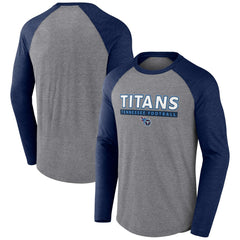Tennessee Titans Tri-Blend Raglan Long Sleeve T-Shirt Heather Gray/Navy - Fanatics