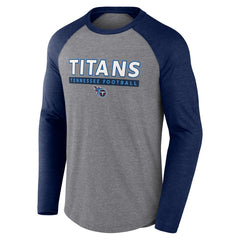 Tennessee Titans Tri-Blend Raglan Long Sleeve T-Shirt Heather Gray/Navy - Fanatics