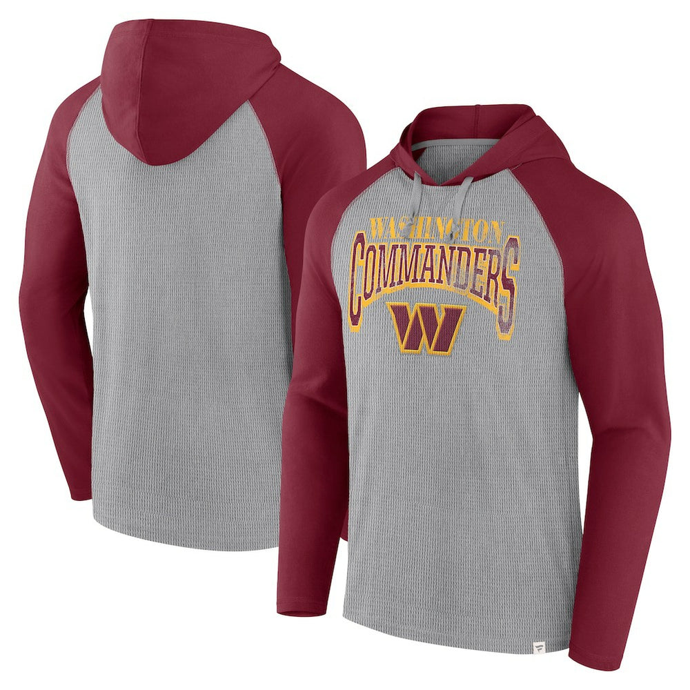 Washington Commanders Under Center Long Sleeve Hoodie T-Shirt Gray/Burgundy - Fanatics
