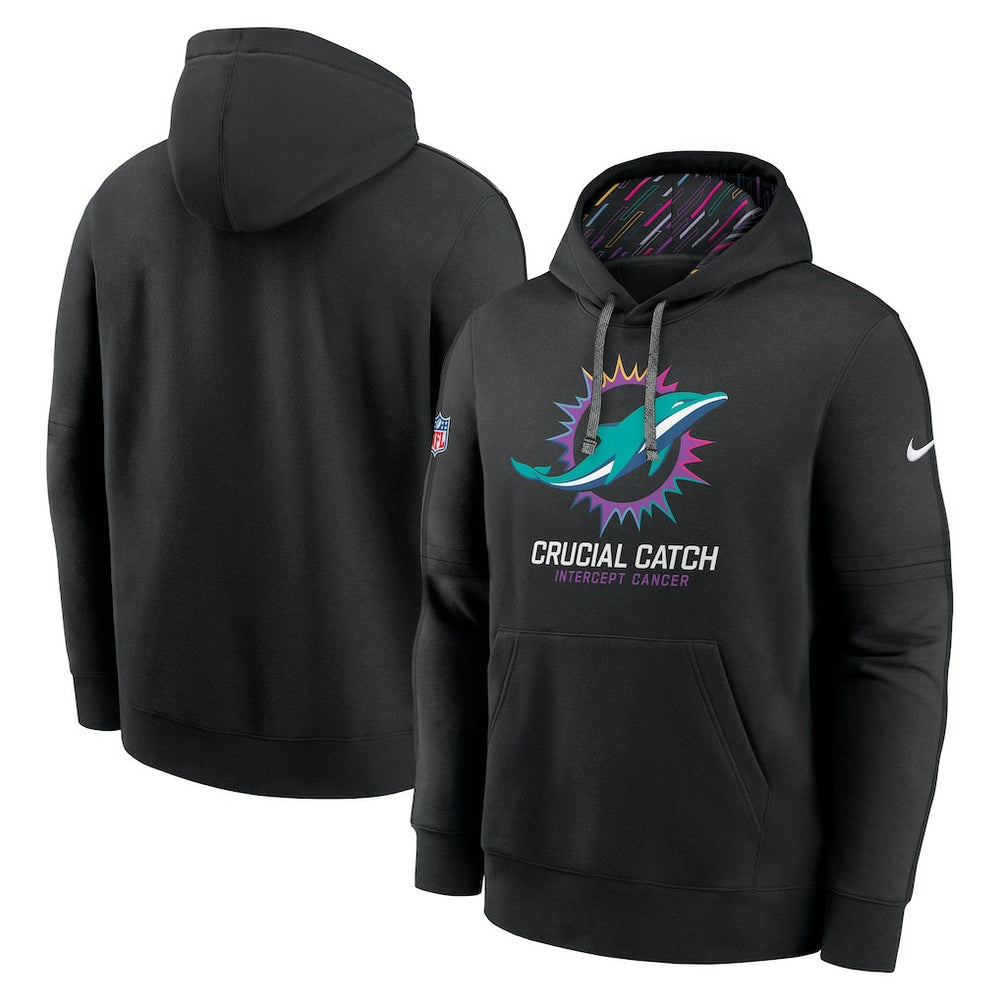Miami Dolphins 2024 NFL Crucial Catch Club Pullover Hoodie Black - Nike