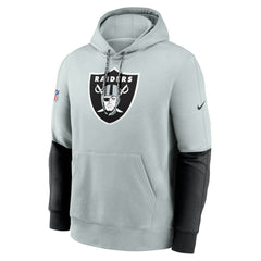 Las Vegas Raiders 2024 Sideline Club Pullover Hoodie Silver - Nike