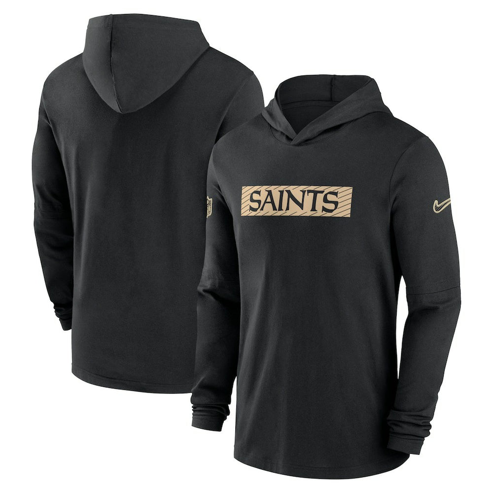 New Orleans Saints 2024/25 Sideline Performance Long Sleeve Hoodie T-Shirt Black - Nike