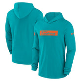 Miami Dolphins 2024/25 Sideline Performance Long Sleeve Hoodie T-Shirt Aqua - Nike