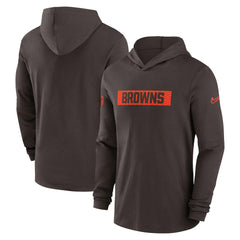Cleveland Browns 2024/25 Sideline Performance Long Sleeve Hoodie T-Shirt Brown - Nike