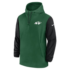 New York Jets 2024/25 Sideline Pre-Game Player 1/2-Zip Hoodie Jacket Green/Black - Nike