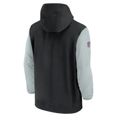 Las Vegas Raiders 2024/25 Sideline Pre-Game Player 1/2-Zip Hoodie Jacket Black/Silver - Nike