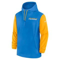 Los Angeles Chargers 2024/25 Sideline Pre-Game Player 1/2-Zip Hoodie Jacket Powder Blue/Gold - Nike