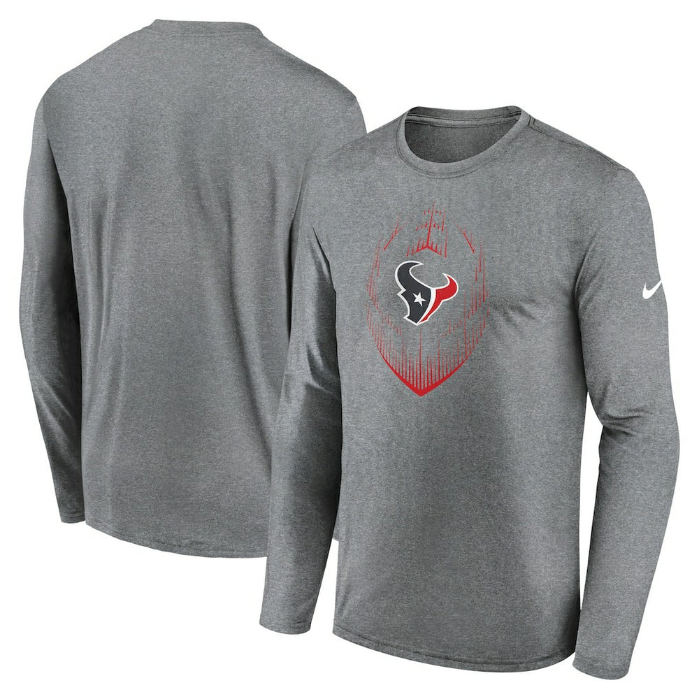 Houston Texans Icon Legend Performance Long Sleeve T-Shirt Heather Gray - Nike