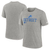 Detroit Lions Overlap Lockup Tri-Blend T-Shirt Heather Gray - Nike