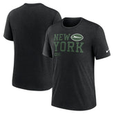 New York Jets Overlap Lockup Tri-Blend T-Shirt Black - Nike
