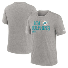Miami Dolphins Overlap Lockup Tri-Blend T-Shirt Heather Gray - Nike