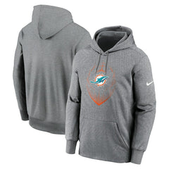 Miami Dolphins Icon Performance Pullover Hoodie Heather Gray - Nike