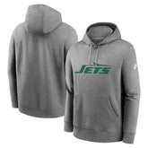 New York Jets Rewind Club Logo Pullover Hoodie Heather Gray - Nike