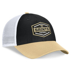 New Orleans Saints Bench Trucker Adjustable Hat Black/Gold - Fanatics